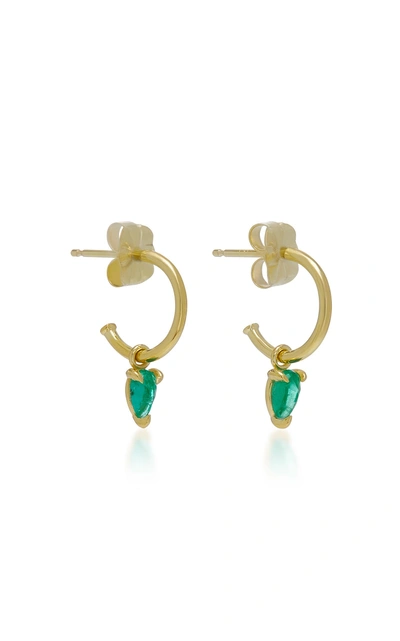 Shop Ila Kinsley 14k Gold And Emerald Hoop Earrings In Green