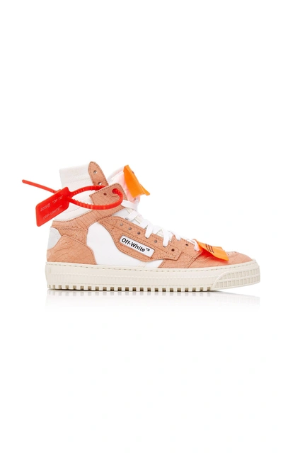Shop Off-white Appliquéd Paneled Textured-leather Sneakers In Neutral