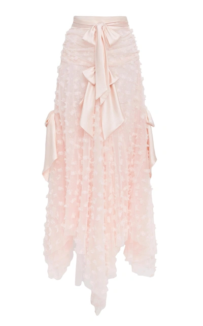 Shop Rodarte Hand-embroidered Tulle Skirt In Pink