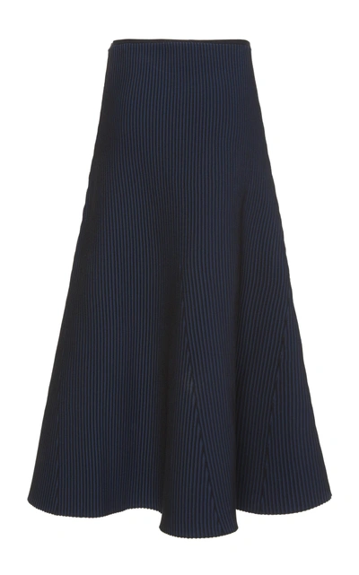 Shop Tibi Ribbed-knit Midi Skirt In Black