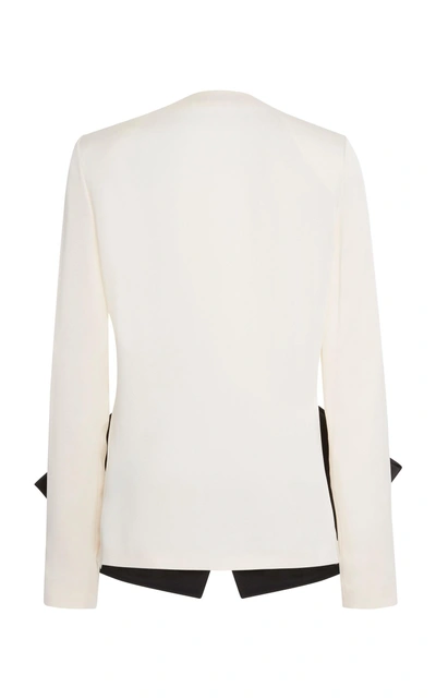 Shop Givenchy Satin Bow-embellished Crepe De Chine Blouse In Black/white