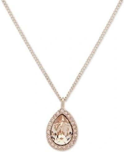 Shop Givenchy Gold-tone Crystal Pendant Necklace, 16" + 3" Extender