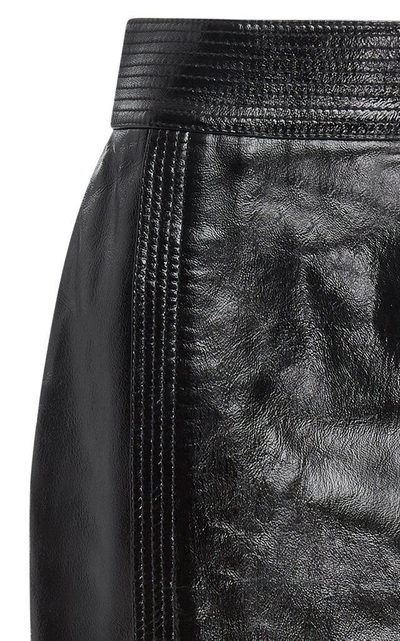 Shop Givenchy Button-detailed Patent-leather Midi Skirt In Black