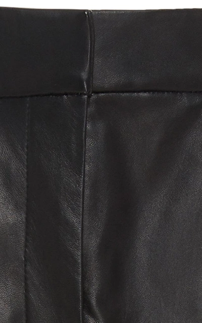 Shop Tibi Tissue Leather Pleated Skirt In Black