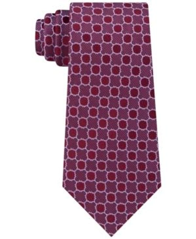 Shop Calvin Klein Men's Quatrefoil Medallion Slim Silk Tie In Berry