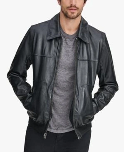 Shop Marc Jacobs Men's Shirt Collar Leather Jacket In Black