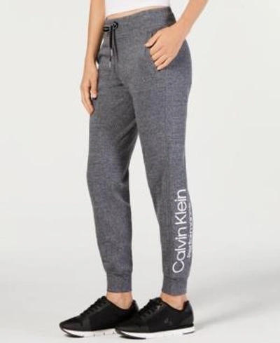 Shop Calvin Klein Logo Jogger Pants In Black Heather