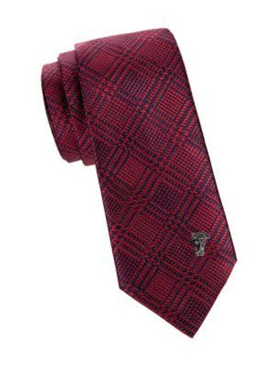 Shop Versace Combo Stripe Silk Tie In Red