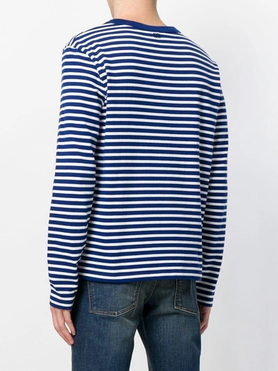 Shop Ami Alexandre Mattiussi Long Sleeved T-shirt With Smiley Patch In Blue