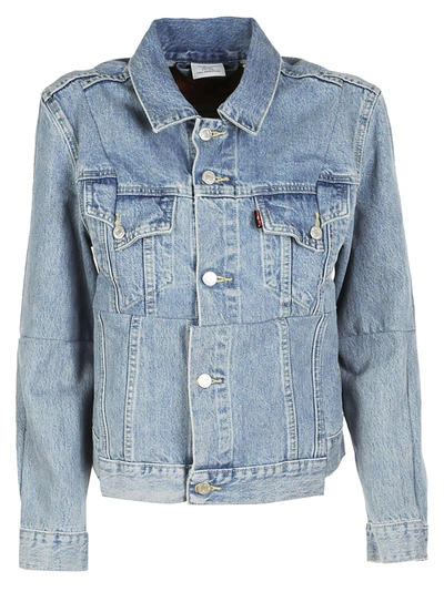 Shop Vetements Cut Off Detail Denim Jacket In Blue