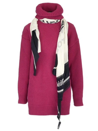 Shop Balenciaga Scarf Knitted Sweater In Pink