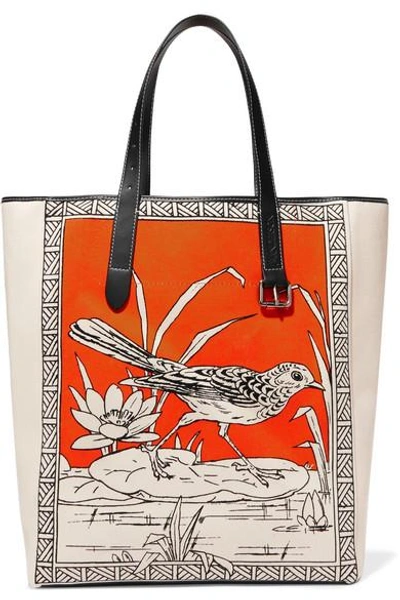 Shop Jw Anderson Leather-trimmed Printed Canvas Tote In Orange