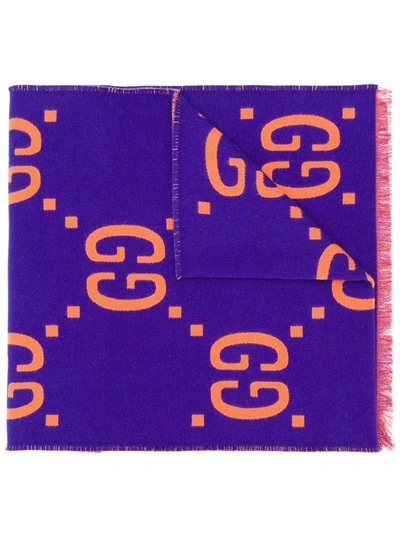 Shop Gucci Gg Jacquard Scarf - Purple