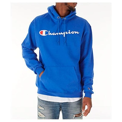 Shop Champion Men's  Sc Graphic Hoodie, Blue