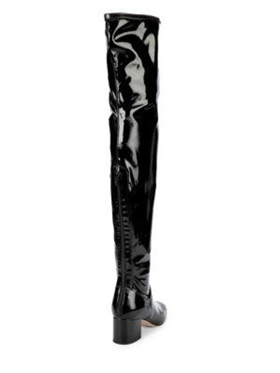 Shop Valentino Round Toe Patent Leather Over-the-knee High Boots In Blue