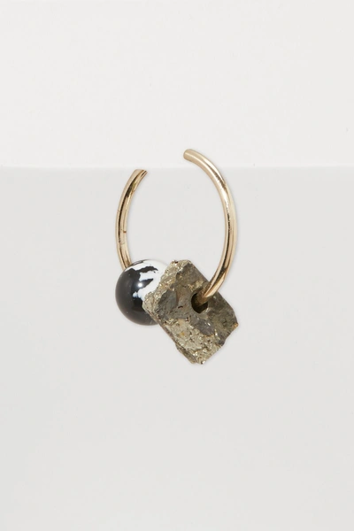Shop Proenza Schouler Metal And Stones Single Earring In 803r-pirite-obsidian