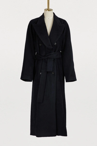 Shop Acne Studios Mohair And Wool Robe In Navy