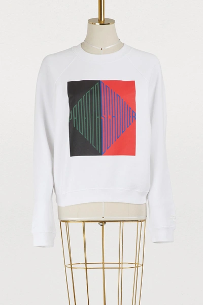 Shop Proenza Schouler Printed Sweatshirt In 20578 Green/royal Blue Split Diamond