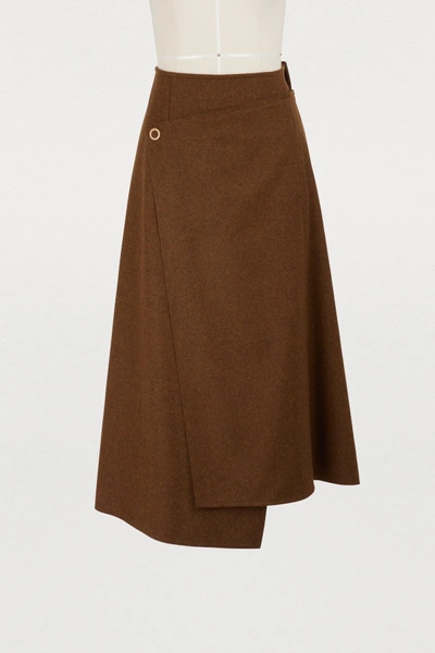 Shop Acne Studios Wrap Wool Skirt In Caramel Brown