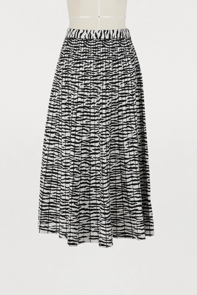 Shop Proenza Schouler Pleated Midi Skirt In 10136 Off-white/black