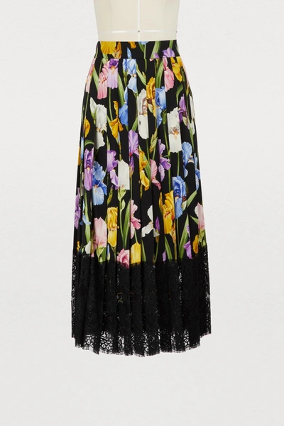 Shop Dolce & Gabbana Iris Print Silk Skirt In Multi