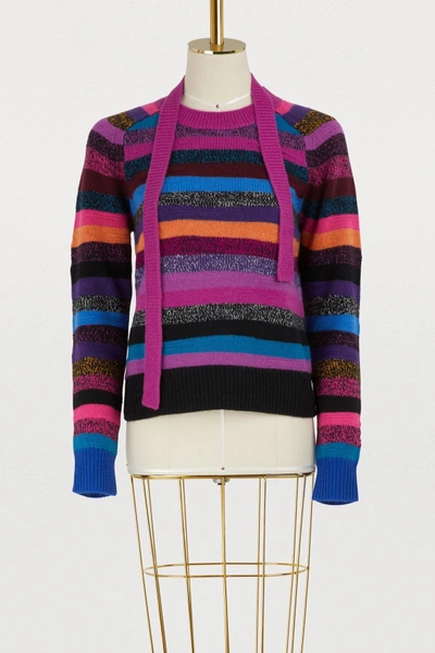 Shop Marc Jacobs Striped Sweater In Magenta Multi