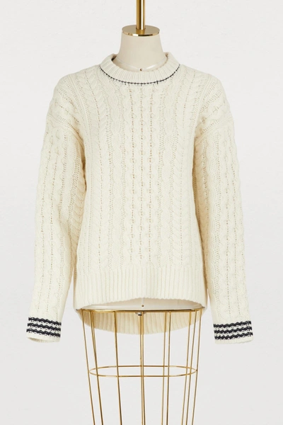 Shop Rag & Bone Brighton Aran Sweater In Ivory/navy