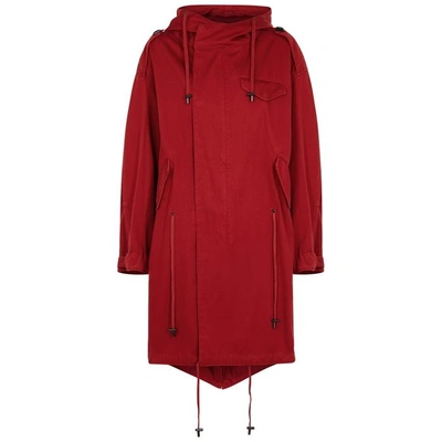 Shop Isabel Marant Étoile Duffy Hooded Canvas Parka In Red