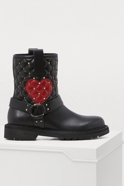 Shop Valentino Gavarani Studded Boots In Black