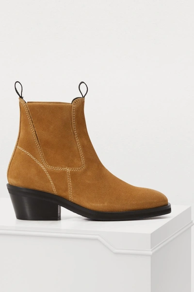 Shop Acne Studios Suede Ankle Boots In Sand Beige