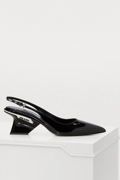 Shop Prada Sling-back Sandals In Black