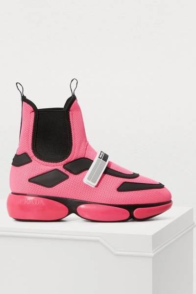 Shop Prada Cloudbust High-top Sneakers In Pink