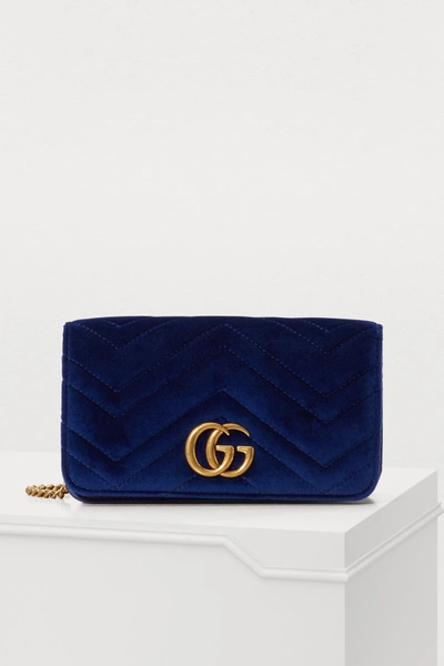 Shop Gucci Gg Marmont Velvet Supermini Bag