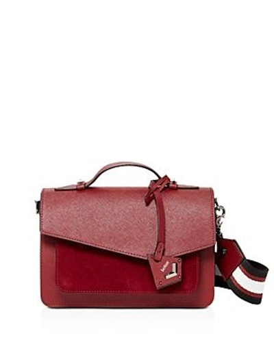 Shop Botkier Cobble Hill Medium Leather & Suede Crossbody In Bordeaux Red/silver