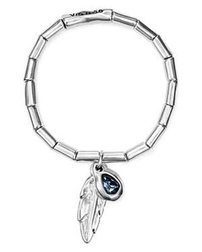 Shop Uno De 50 Plucked Feather & Crystal Bracelet In Silver