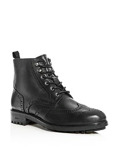 Shop Kenneth Cole Men's Maraq Leather Wingtip Boots In Black