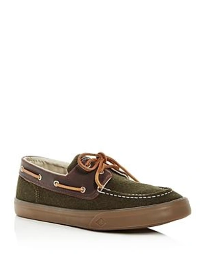 Shop Sperry Men's Bahama Ii Wool & Leather Boat Shoes In Olive Green