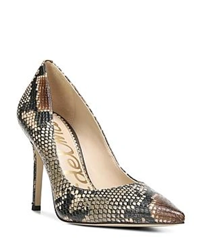 Shop Sam Edelman Women's Hazel Snake-embossed Leather High-heel Pumps In Brown Multi