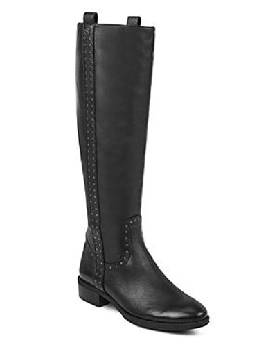 Shop Sam Edelman Women's Prina Round Toe Tall Leather Boots In Black