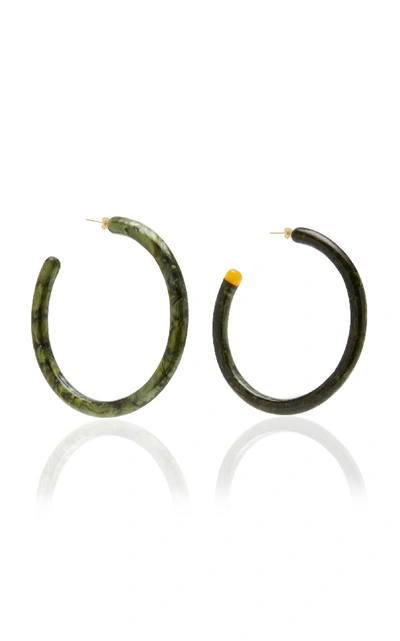 Shop Cult Gaia Geneva Large Tubular Hoop Earring In Green