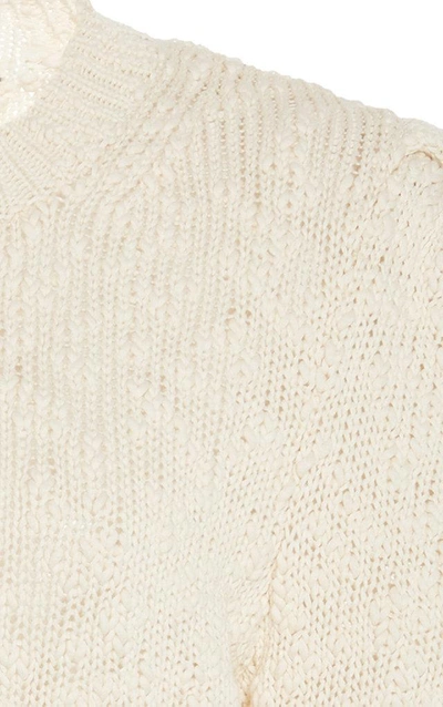 Shop Adam Lippes Textured Cotton Puff Sleeve Knit In White