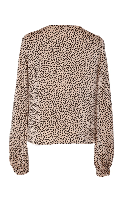 Shop Rebecca De Ravenel Silk Charmeuse Blouse In Animal