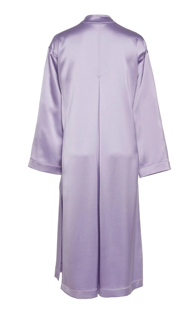 Shop Adam Lippes Silk Satin Crepe Placket Tunic Dress In Purple
