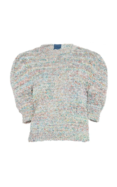 Shop Adam Lippes Textured Cotton Puff Sleeve Knit In Multi