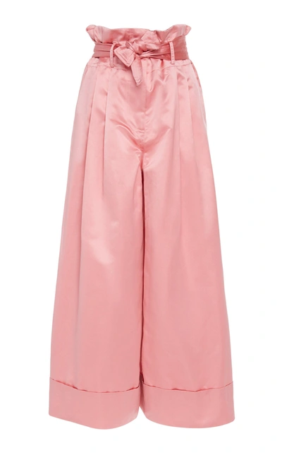 Shop Adam Lippes Wide-leg Duchess Silk Culotte In Pink
