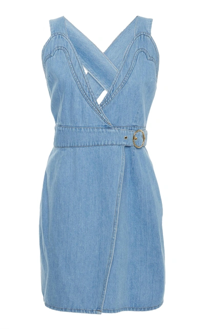 Shop Nanushka Giza Cotton Denim Mini Dress In Blue