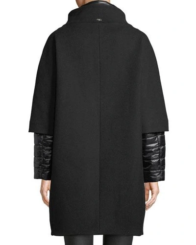 Shop Herno Top Coat W/ Padded Underlay & Zip-out Sleeves In Black