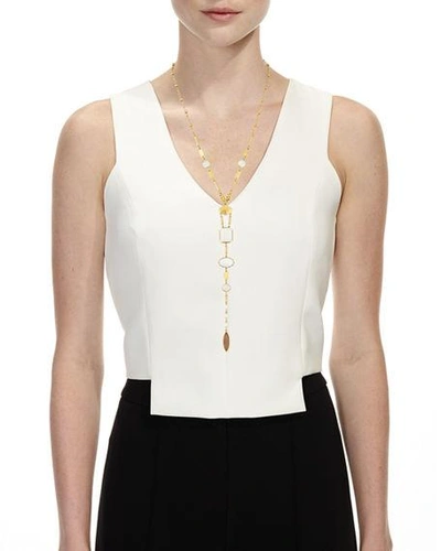 Shop Sequin Mixed-stone Y-drop Necklace In Gold