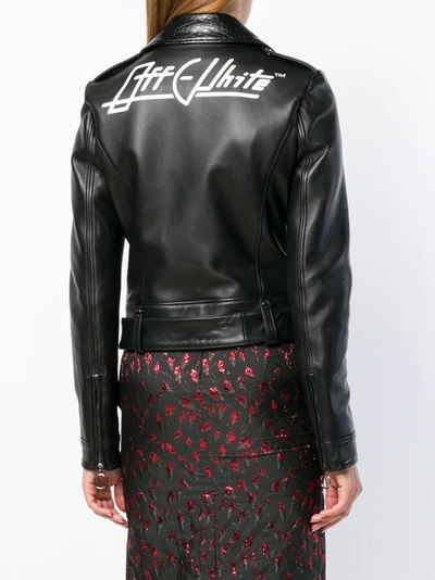 Shop Off-white Logo Print Biker Jacket