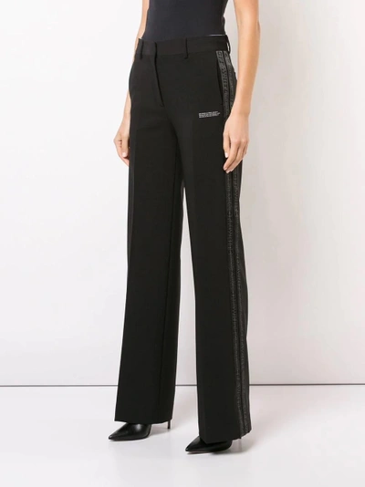 Shop Off-white Crepe Side Logo Trousers